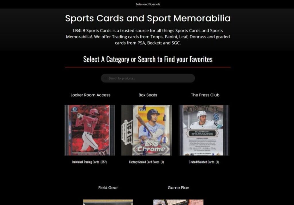 LB4-Sports-Trading Cards eCommerce Website